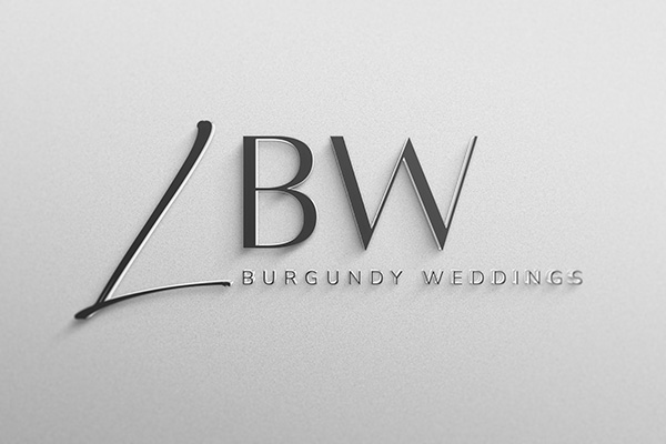 Création et mise en situation du logo de L Burgundy Weddings